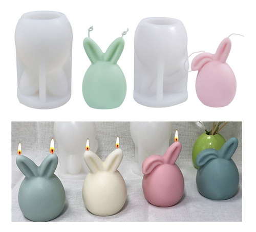 Molde De Silicona Para Velas Con Forma De Conejo De Pascua,