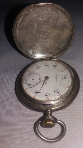 Antiguo Reloj De Bolsillo Longines Caja De Plata Trabajada