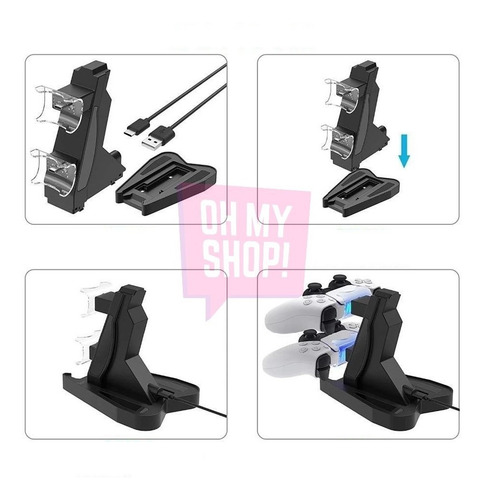 Imagen 5 de 8 de Base Soporte Cargador Doble 2 Joysticks Ps5 Play 5 Carga