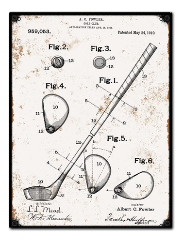 #1066 - Cuadro Decorativo - Palo De Golf Plano No Chapa 