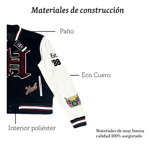 Campera Universitaria Para Hombre Tipo Miami Heat Nba