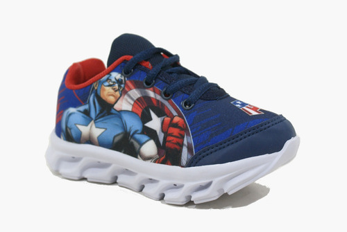 Imagen 3 de 5 de Zapatilla Marvel Capitan America Led Azul Niño Deporfan