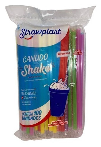 500 Canudos Colorido Shake Strawplast Milkshakes Reforçado Cor Variadas