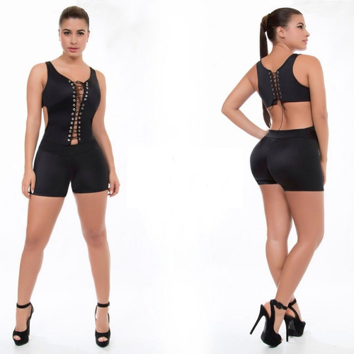 Enterizo Corto Escote En Busto Entrelazado Y Espalda Mujer