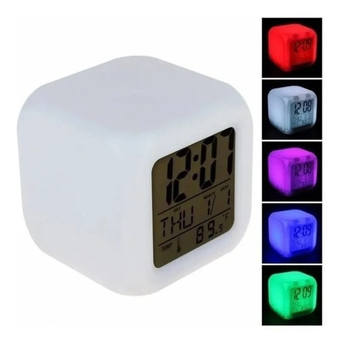 Reloj Digital Cubo Luces Led Alarma Despertador Temperatura