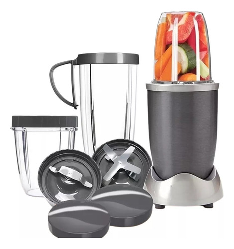 Mini Liquidificador Portátil Personal Blender 900w 9 Peças Cor Preto E Prata 110v