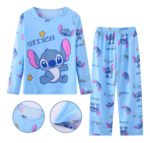 Pijamas De Manga Larga Lilo Y Stitch Para Niños Y Niñas