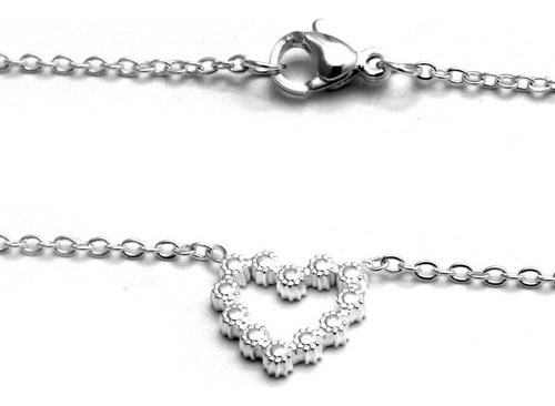 Collar Corazón Flores Caladas 45cm De Acero Blanco  