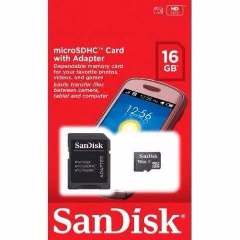 Cartão De Memória Sd Micro 16gb Sandisk C4 (2x1)