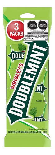 Chicles Doublemint Sabor Menta Pack 3 Pz Con 15 Sticks