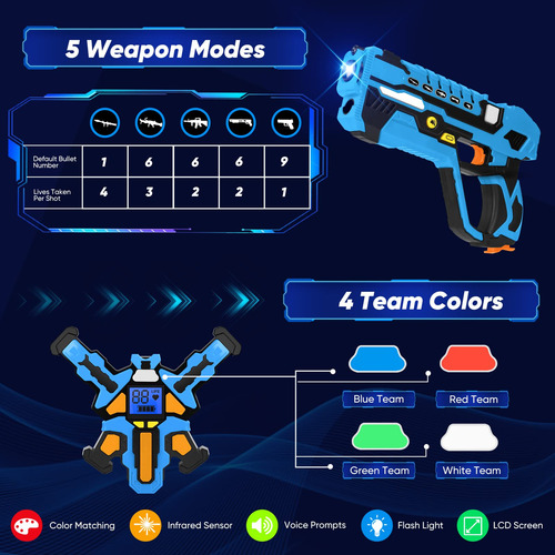 Set De Pistolas Láser Kizjorya Recargables Con Pistola Y Cha