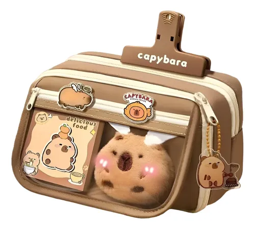 Linda Bolsa Lápis Transparente Estojo De Capivara Fofo