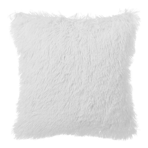 Funda Almohadon Nordico Pelo Largo 45x45 Blanco Cierre Cuota