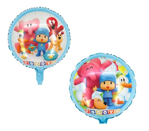 Pack 6 Globos Metalizados Pocoyo Para Aire O Helio