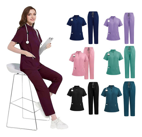 Pijama Quirurgica Antifluido Uniformes Quirurgicos Filipina Rojo Vino S