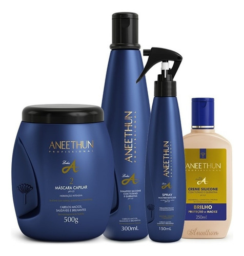 Combo Linha A Aneethun Shampoo+silicone+máscara 500g + Spray