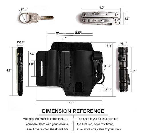 Funda Para Cinturón De Piel Edc Multitool Con Bolígrafo Y La
