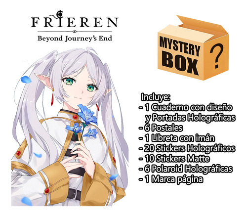 Frieren Mystery Box Holografica Cuaderno Polaroid Stickers