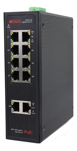 Interruptor Poe Industrial 10 Puertos Para Cámara Ip