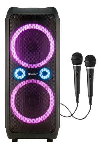 Caixa De Som Sumay Fortress X Bass 1600w- 2 Microfone