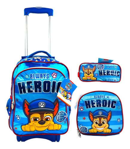 Mochila De Carrito, Lonchera Y Lapicera Paw Patrol Primaria