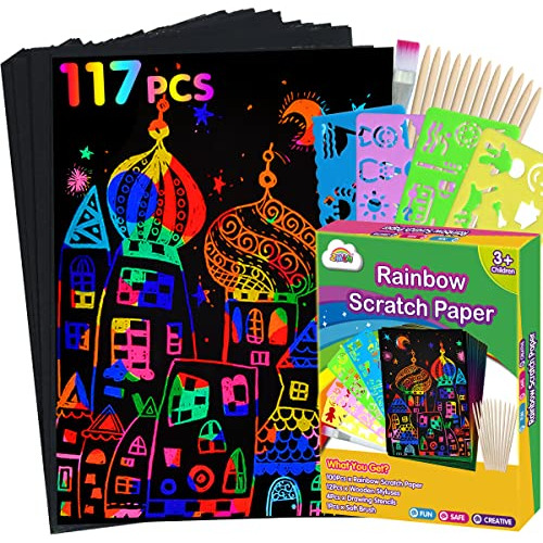 Rainbow Scratch Paper Kit 109pcs Magic Art Craft Stuff ...