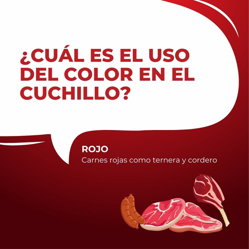 Cuchillo Chef 8 Rojo Shorbull Acero Inox Profesional 20 Cm