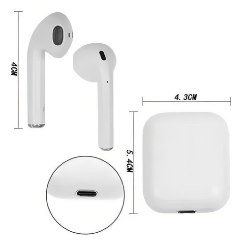 Fones De Ouvido I12 Tws Bluetooth Sem Fio Recarregável Cor Branco
