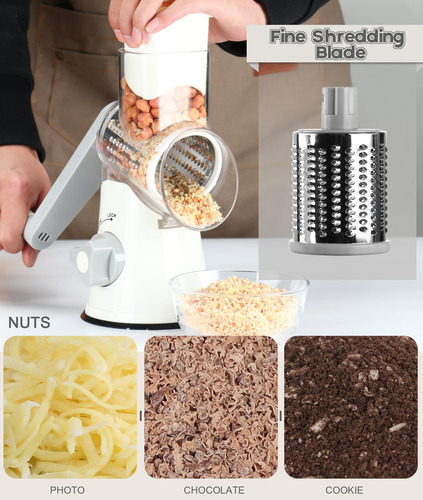 Rallador Giratorio Manual Con 3 Cuchillas Para Queso Y Fruto