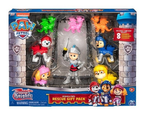 Paw Patrol Rescue Knights Set Muñeco Ryder + 8 Figuras Ed