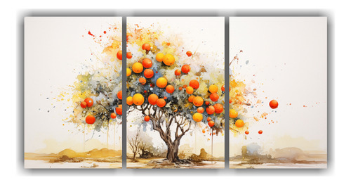 90x45cm Cuadro Al Estilo Óleo Surrealista De Árbol Naranja