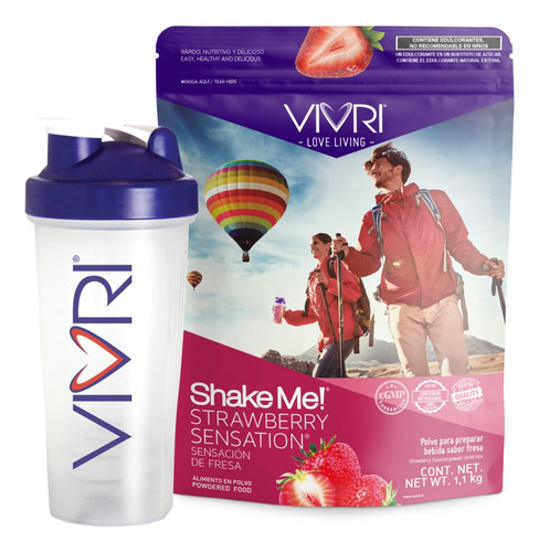 Vivri Shakeme Fresa, Shaker Gratis 20 Serv Alimento Completo