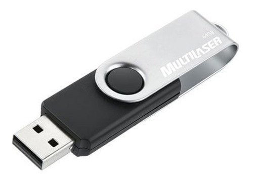 Pendrive Multilaser Twist PD590 64GB 2.0 preto e prateado