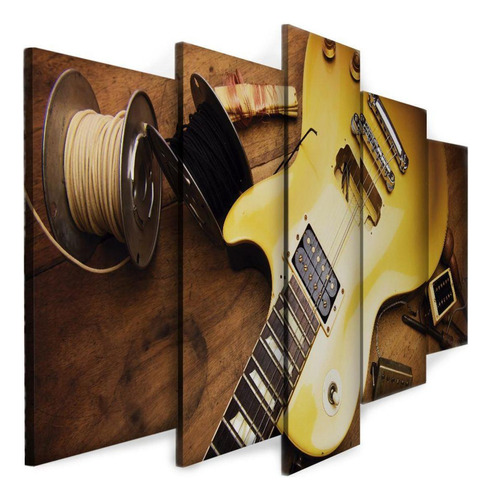 Quadro Decorativo Sala Quarto Escritório Guitarra Dourada