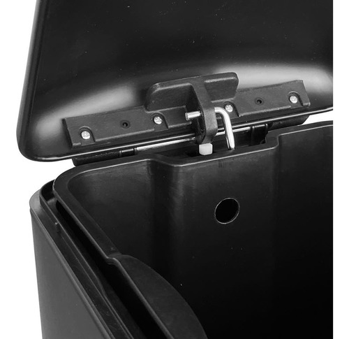 Bote De Basura Metálico 40l Negro Con Pedal