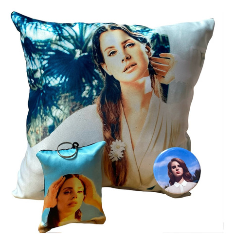 Cojin, Llavero Y Pin Fotoboton Paquete De Lana Del Rey