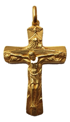 Dije Cruz Oro 14k Padre Hijo Y Espíritu Santo #867 Bautizo