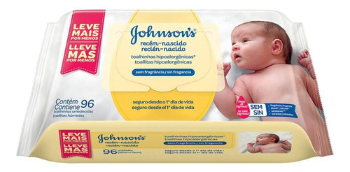 Lenço Umedecido Recém-Nascido Johnson's Baby com 96 unidades