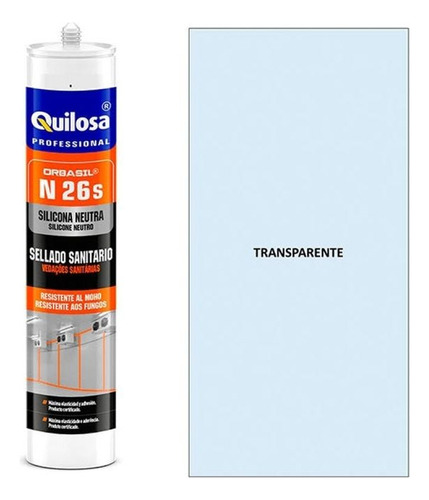 Silicon Neutro N-26 Sanitario Transparente 300 Ml Quilosa