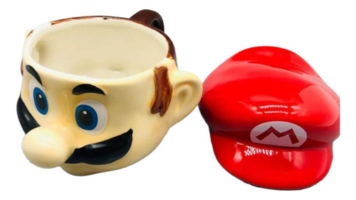 Taza Mario Bros Cabeza Cerámica Coleccionable 3d Taza Cafe