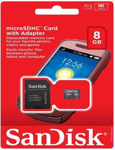 Sandisk Microsdhc Clase 2 Tarjeta De 8 Gb Con Adaptador Sd 