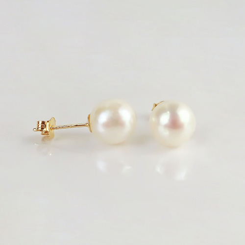 Amor Eterno - Broqueles / Perla Chica 6mm / Aretes Oro 10k