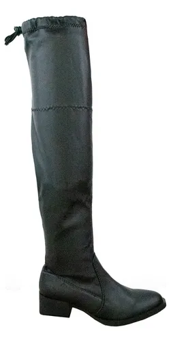 Botas Largas Mujer Negras Ajustables Tipo Piel Modelo 7725