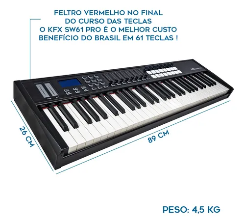 Kfx Sw61 Pro Teclado Controlador Midi Usb 61 Teclas 16 Pads 8