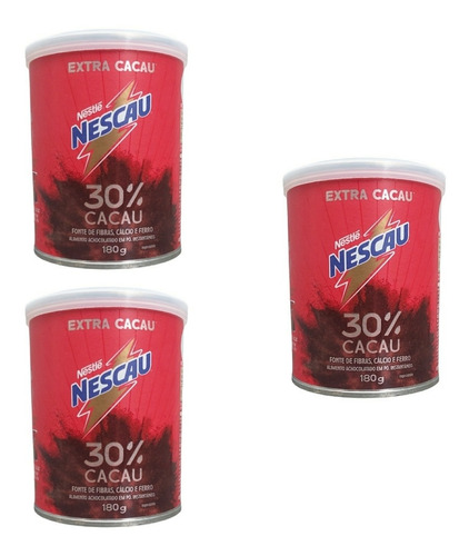 Nescau Extra Cacau 30% Cacau Lata Kit Com 3 Unidades De 180g