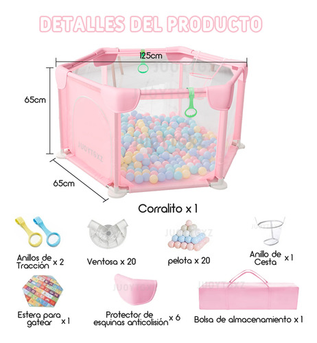 Corralito Para Bebe Corral Plegable Juegos Y Niños+40 Bolas