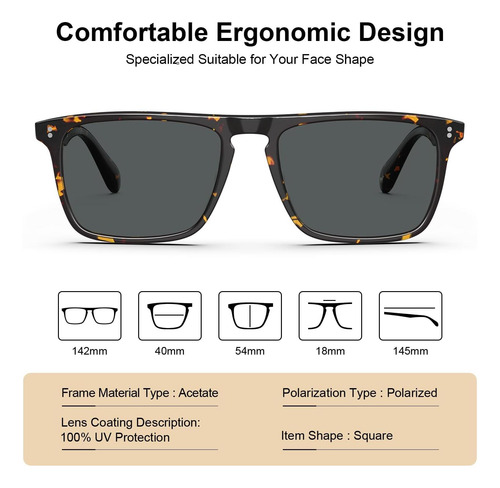 Carfia Gafas De Sol Polarizadas Retro Para Hombres Uv Marco