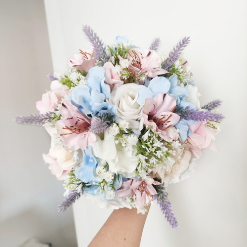 Buque De Noiva Artificial Azul Serenity Rosa Lavanda