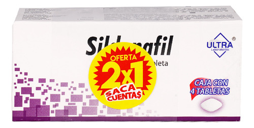 Sildenafilo Tableta 50 Mg, 4 Tabletas