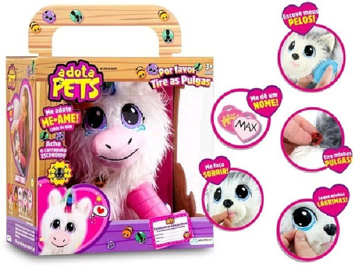 Imagem 4 de 9 de Pelucia Unicórnio Adota Pets Bichinho - Multikids Br1065